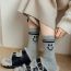 Fashion Grey Cotton Printed Mid-calf Socks Set