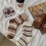 Fashion Brown Cotton Letter Stripe Mid-calf Socks Set