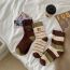 Fashion Color Cotton Number Stripe Mid-calf Socks Set