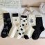 Fashion Black And White Cotton Printed Mid-calf Socks Set