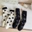 Fashion Black And White Cotton Printed Mid-calf Socks Set