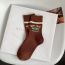 Fashion Brown Cotton Printed Mid-calf Socks Set