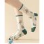 Fashion Green Cotton Plaid Mid-calf Socks Set