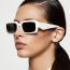 Fashion Solid White Gray Flakes Square Small Frame Sunglasses