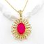 Fashion Rose Red Copper Set Oval Zirconium Necklace