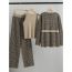 Fashion Grey Blended Knitted Camisole Cardigan Wide-leg Pants Three-piece Set