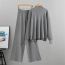 Fashion Grey Blended Knitted Sweater Wide-leg Pants Suit