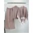 Fashion Khaki Blended Knitted Shawl Stand-up Collar Sweater Wide-leg Pants Three-piece Set