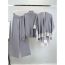 Fashion Grey Blended Knitted Shawl Stand-up Collar Sweater Wide-leg Pants Three-piece Set