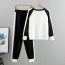 Fashion White Blended Colorblock Knitted Cardigan And Trouser Suit