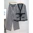 Fashion Khaki Blend Knit Print Blend Knit Wide-leg Pants Set
