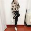 Fashion Black Blended Knitted Hooded Sweatshirt And Leggings Trousers Set