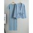 Fashion Blue Blended Knitted Maxi Skirt Cardigan Suit