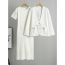 Fashion White Blended Knitted Maxi Skirt Cardigan Suit