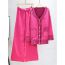 Fashion Rose Red Blended Knitted Cardigan Wide-leg Pants Suit