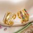 Fashion Color Gold Plated Copper Geometric Open Ring With Zirconium