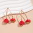 Fashion Gold+red Alloy Fruit Earrings