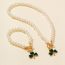 Fashion Gold Pearl Beaded Clover Bracelet Necklace Set
