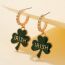 Fashion Gold Alloy Diamond-drip Clover Earrings