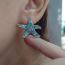 Fashion Ear Pins + Necklace Copper Studded Diamond Starfish Earrings Pearl Beaded Necklace Set