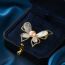 Fashion Gold Copper And Diamond Mother-of-pearl Butterfly Brooch