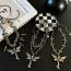 Fashion C Style Silver Alloy Cross Wings Double Layer Necklace