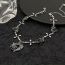 Fashion Silver Alloy Diamond Cross Three-dimensional Love Rose Necklace