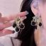 Fashion B Black Alloy Glazed Leaf Earrings