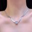 Fashion Silver Alloy Square Diamond Snake Bone Chain Necklace