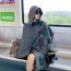 Fashion Green Faux Cashmere Printed Hooded Cape
