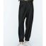 Fashion Grey Polyester Cinch-leg Micro-pleated Trousers