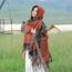 Fashion Old-style Red Faux Cashmere Printed Shawl Cape