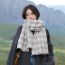 Fashion Pink Gray Faux Cashmere Bearded Houndstooth Scarf