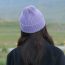 Fashion Light Purple Polyester Knitted Rolled Edge Beanie