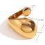 Fashion Gold Stainless Steel Gold Plated Large Water Drop Open Ring