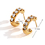 Fashion Gold Stainless Steel Gold-plated Diamond C-shaped Earrings