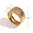 Fashion Silver Stainless Steel Gold Plated Diamond Hammered Ring