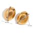 Fashion Silver Stainless Steel Gold-plated Zirconium Oval Stud Earrings