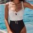 Fashion Black And White Nylon Colorblock Lace-up Swimsuit
