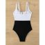 Fashion Black And White Nylon Colorblock Lace-up Swimsuit
