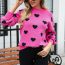 Fashion Rose Red Heart-spun Knitted Love Sweater