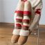 Fashion Red Stripes Wool Contrasting Knitted Socks