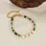 Fashion Green Natural Stone Bracelet Colorful Beaded Pearl Necklace