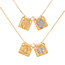 Fashion Golden 2 Copper Pearl Square Portrait Pendant Necklace