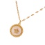 Fashion Gold Copper Set Zircon Round Shell Five-pointed Star Pendant Necklace