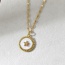 Fashion Gold Copper Set Zircon Round Shell Five-pointed Star Pendant Necklace