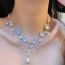 Fashion Silver Pearl Skewers Round Crystal Necklace