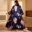 Fashion Boring Polyester Print Suspender Nightdress Coat Two -piece Suit