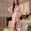 Fashion Pink Polyester Line With Long -sleeved Robe