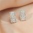 Fashion Silver Copper Diamond Square Stud Earrings